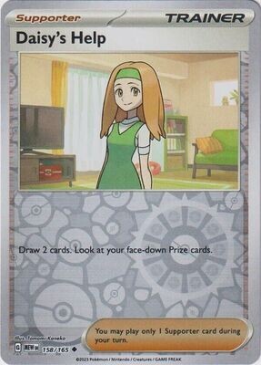 Pokemon Card- DAISY&#39;S HELP- 158/165 - REVERSE HOLO SCARLET &amp; VIOLET 151