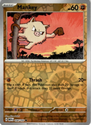 Pokemon Card- MANKEY- 056/165 - REVERSE HOLO SCARLET &amp; VIOLET 151