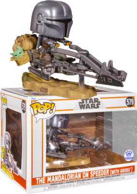 Star Wars: The Mandalorian - The Mandalorian on Speeder (with Grogu) Pop! Rides Vinyl Figure (Funko Exclusive)