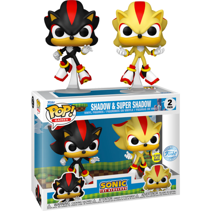 Sonic the Hedgehog - Shadow &amp; Super Shadow Glow-in-the-Dark Pop! Vinyl Figure 2-Pack