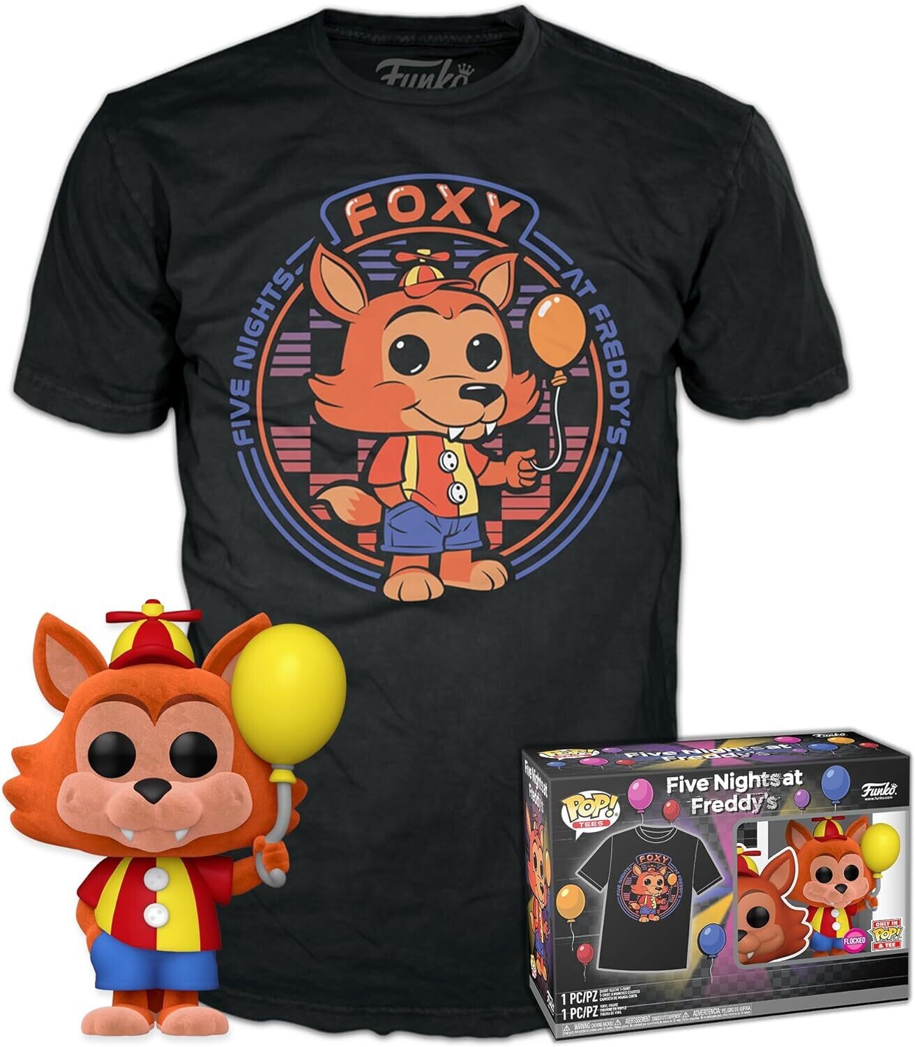 POP! &amp; Tee: Five Nights At Freddy&#39;s (FNAF)- Balloon Foxy Flocked Pop! Vinyl Figure (Size M)