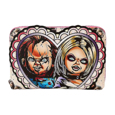 Child's Play - Chucky & Tiffany Heart 4" Faux Leather Zip-Around Wallet