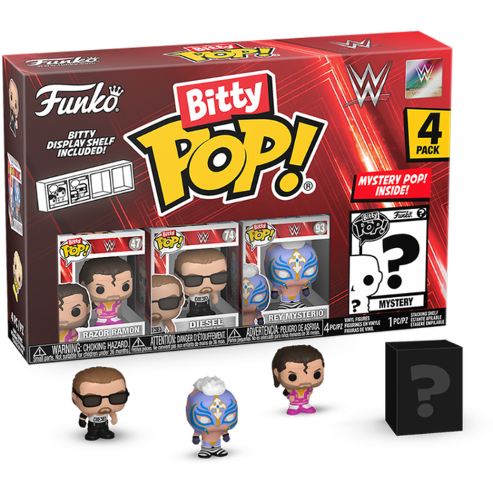 WWE - Razor Ramon, Diesel, Rey Mysterio &amp; Mystery Bitty Series 03 Pop! Vinyl Figure 4-Pack