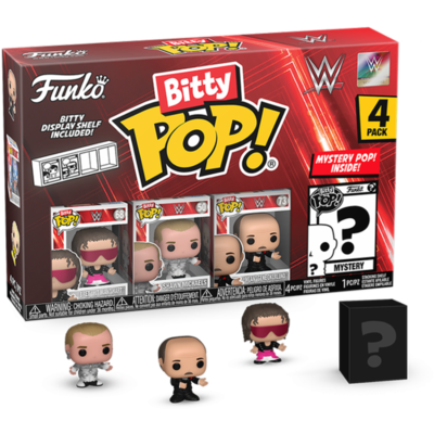 WWE - Bret “Hit Man” Hart, Shawn Michaels, “Mean” Gene Okerlund & Mystery Bitty Series 01 Pop! Vinyl Figure 4-Pack