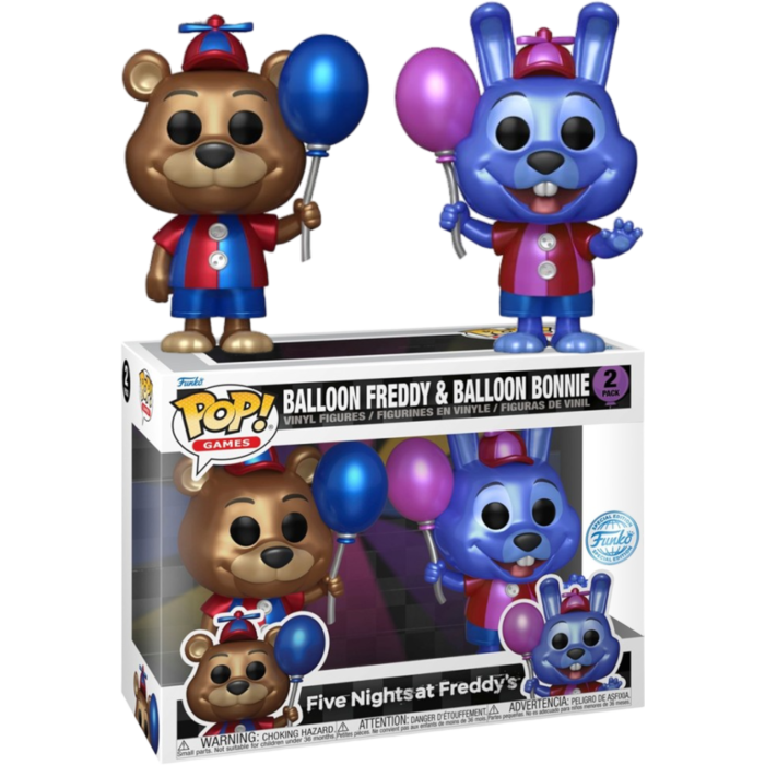 Five Nights at Freddy&#39;s - Balloon Freddy &amp; Balloon Bonnie Metallic Pop! Vinyl 2-Pack