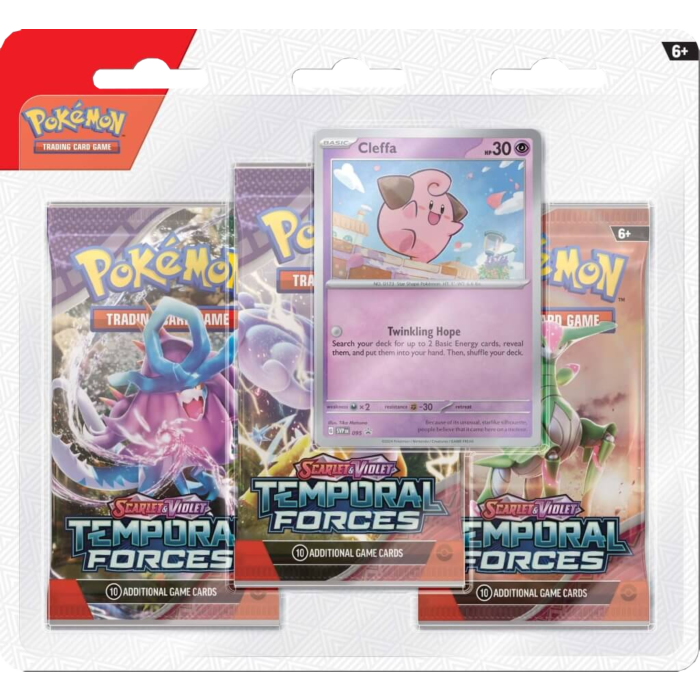 Pokemon - Scarlet &amp; Violet 5 Temporal Forces Cleffa Three Booster Blister Pack