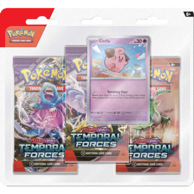 Pokemon - Scarlet &amp; Violet 5 Temporal Forces Cleffa Three Booster Blister Pack