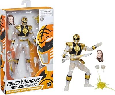 Power Rangers Lightning Collection 6-Inch Mighty Morphin Metallic White Ranger Collectible Action Figure Toy