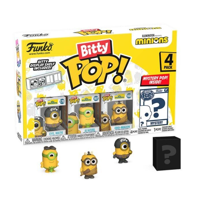 Pre-Order: Minions - Eye Matie, Au Naturel, Cro-Minion &amp; Mystery Bitty Pop! Vinyl Figure 4-Pack