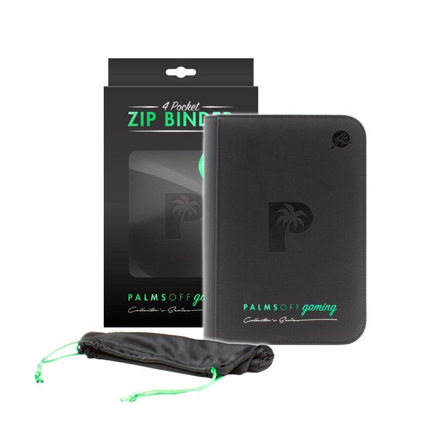 Palms Off Gamging- Collector&#39;s Series 4 Pocket Zip Trading Card Binder - BLACK