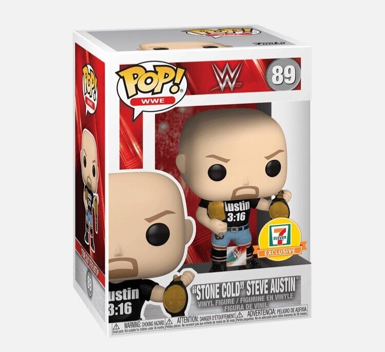 WWE - Cold Steve Austin 3:16 Shirt with 2 Belts Pop! Vinyl Figure (7 Eleven Sticker Exclusive)
