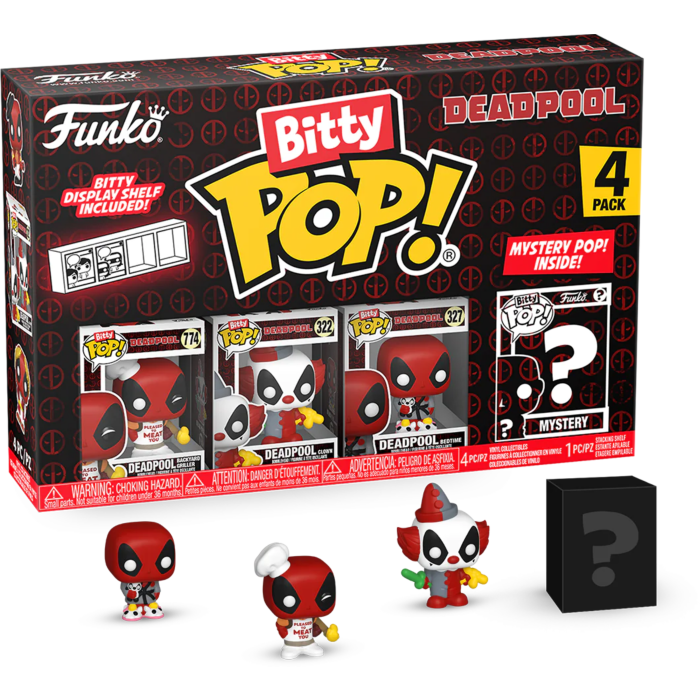 Deadpool - Deadpool (Backyard Griller), Deadpool (Clown), Deadpool (Bedtime) &amp; Mystery Bitty Pop! Vinyl Figure 4-Pack