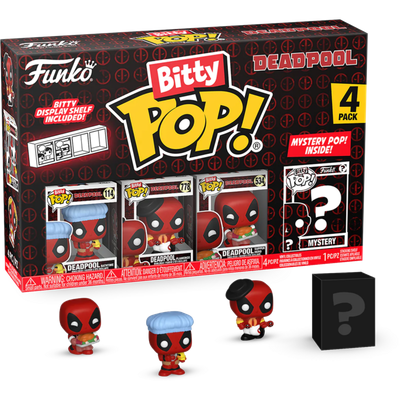 Deadpool - Deadpool (Bathtime), Deadpool (Flamenco), Deadpool (Supper Hero) &amp; Mystery Bitty Pop! Vinyl Figure 4-Pack