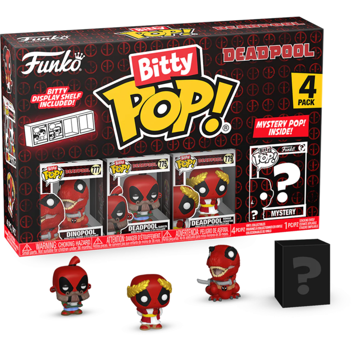 Deadpool - Dinopool, Deadpool (Barista), Deadpool (Roman Senator) &amp; Mystery Bitty Pop! Vinyl Figure 4-Pack