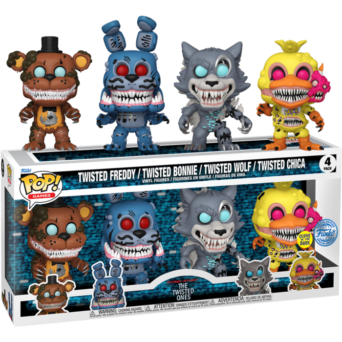 Five Nights at Freddy&#39;s - The Twisted Ones Glow-in-the-Dark Pop! Vinyl Figure 4-Pack