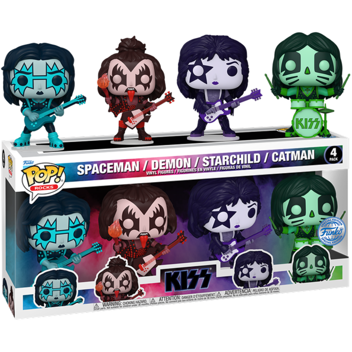 KISS - Colour Spotlight Spaceman, Demon, Starchild, &amp; Catman Pop! Vinyl 4-Pack