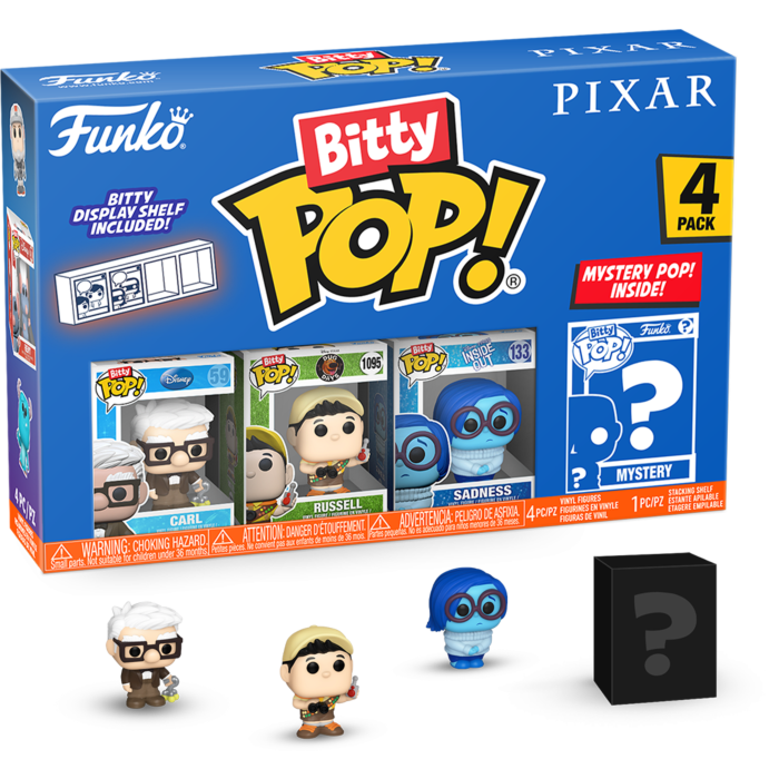Pixar - Carl, Russell (Dug Days), Sadness &amp; Mystery Bitty Pop! Vinyl Figure 4-Pack
