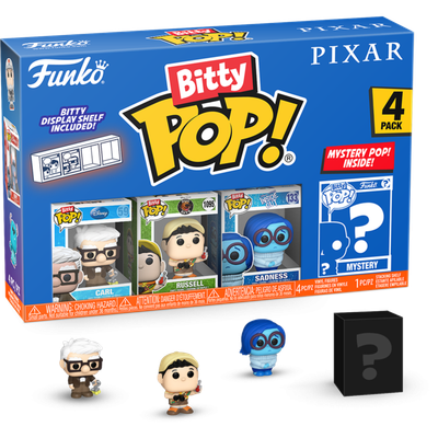 Pixar - Carl, Russell (Dug Days), Sadness &amp; Mystery Bitty Pop! Vinyl Figure 4-Pack