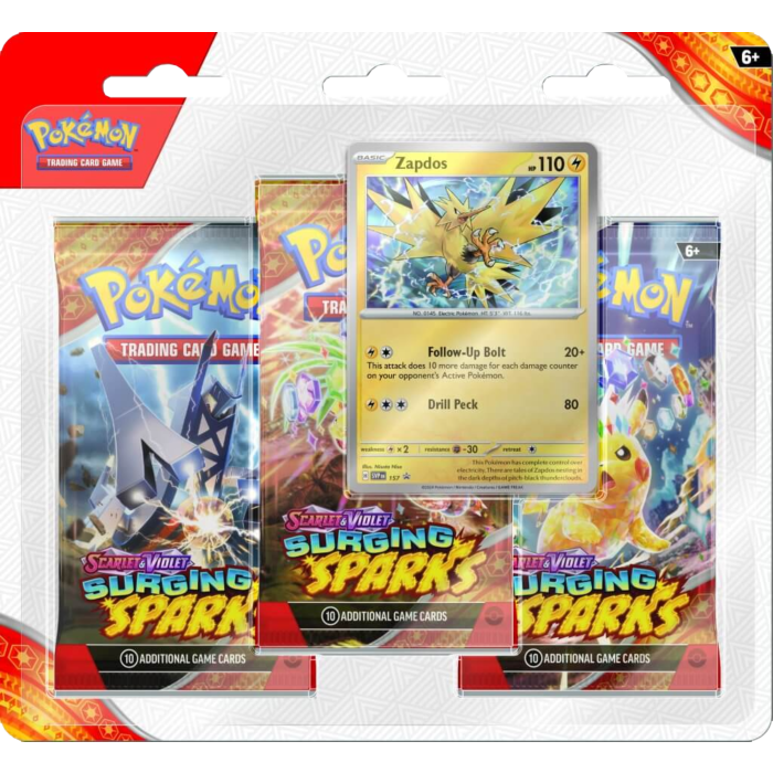 Pokemon - Scarlet &amp; Violet 8 Surging Sparks Zapdos Three Booster Blister