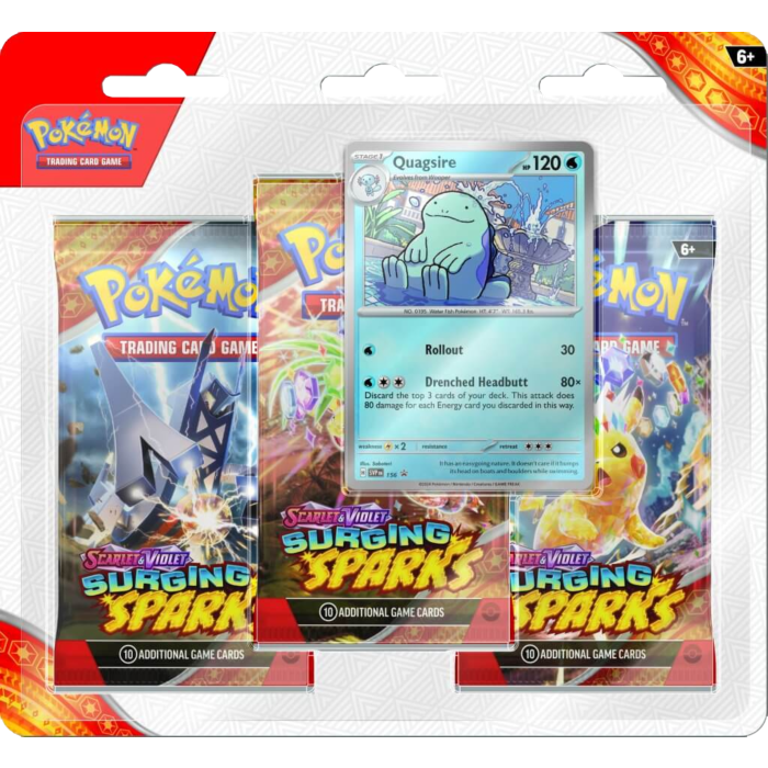 Pokemon - Scarlet &amp; Violet 8 Surging Sparks Quagsire Three Booster Blister