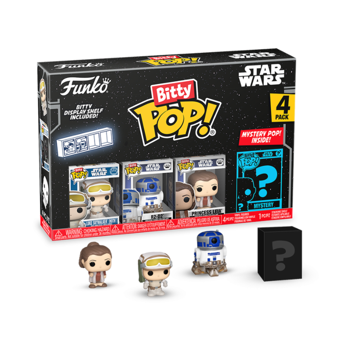 Star Wars: The Empire Strikes Back - Luke Skywalker (Hoth), R2-D2, Princess Leia &amp; Mystery Bitty Pop! Vinyl Figure 4-Pack