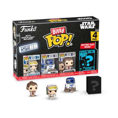 Star Wars: The Empire Strikes Back - Luke Skywalker (Hoth), R2-D2, Princess Leia &amp; Mystery Bitty Pop! Vinyl Figure 4-Pack