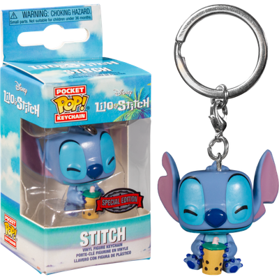 Lilo &amp; Stitch - Stitch with Boba Pocket Pop! Vinyl Keychain
