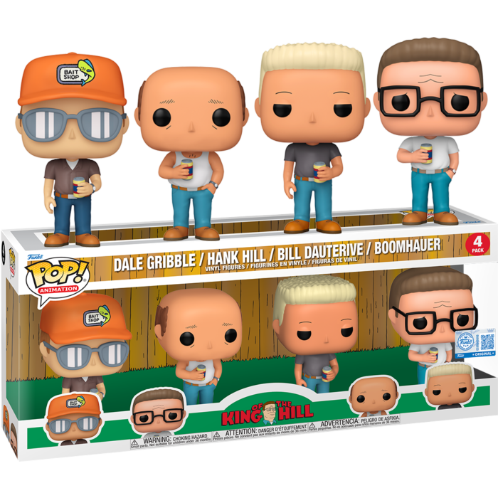 Pre-Order: King of the Hill - Dale Gribble, Hank Hill, Bill Dauterive &amp; Boomhauer Pop! Vinyl Figure 4-Pack