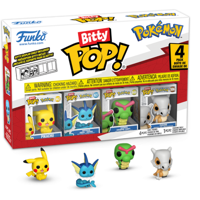 Pokemon - Pikachu, Vaporeon, Caterpie, &amp; Cubone Bitty Pop! Vinyl Figure 4-Pack