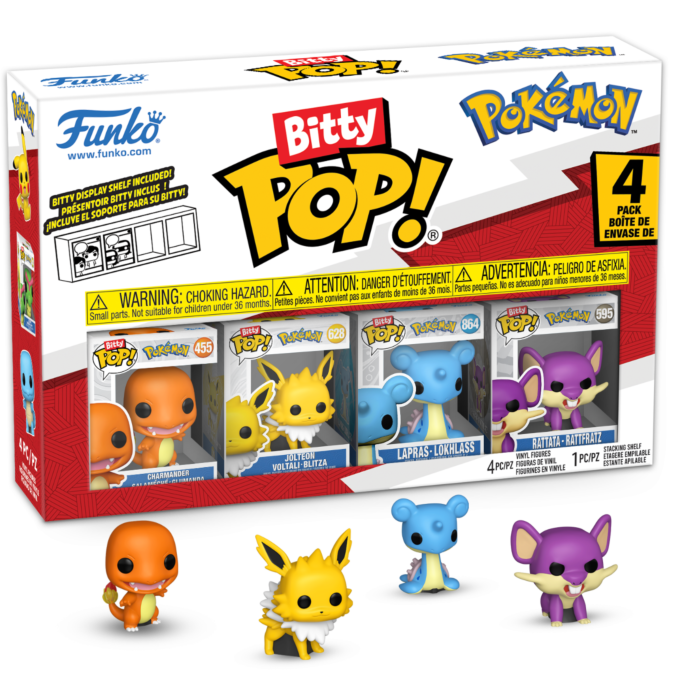 Pokemon - Charmander, Jolteon, Lapras, &amp; Rattata Bitty Pop! Vinyl Figure 4-Pack