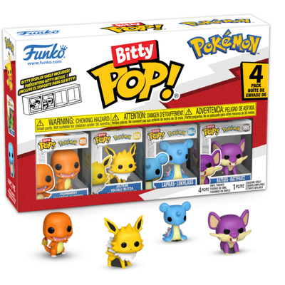 Pokemon - Charmander, Jolteon, Lapras, &amp; Rattata Bitty Pop! Vinyl Figure 4-Pack