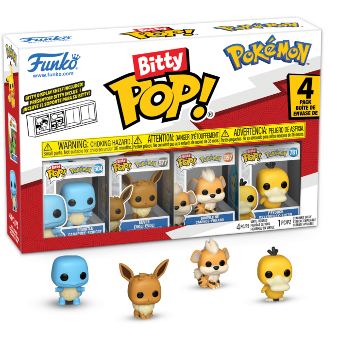 Pokemon - Squirtle, Eevee, Growlithe, &amp; Psyduck Bitty Pop! Vinyl Figure 4-Pack