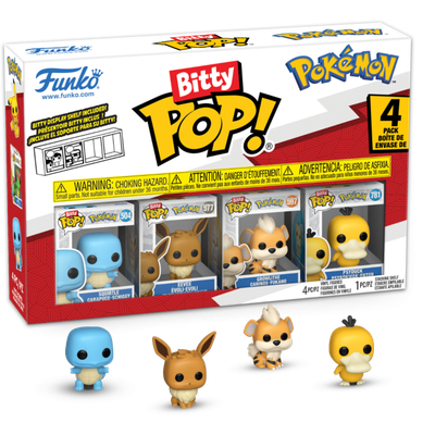 Pokemon - Squirtle, Eevee, Growlithe, &amp; Psyduck Bitty Pop! Vinyl Figure 4-Pack