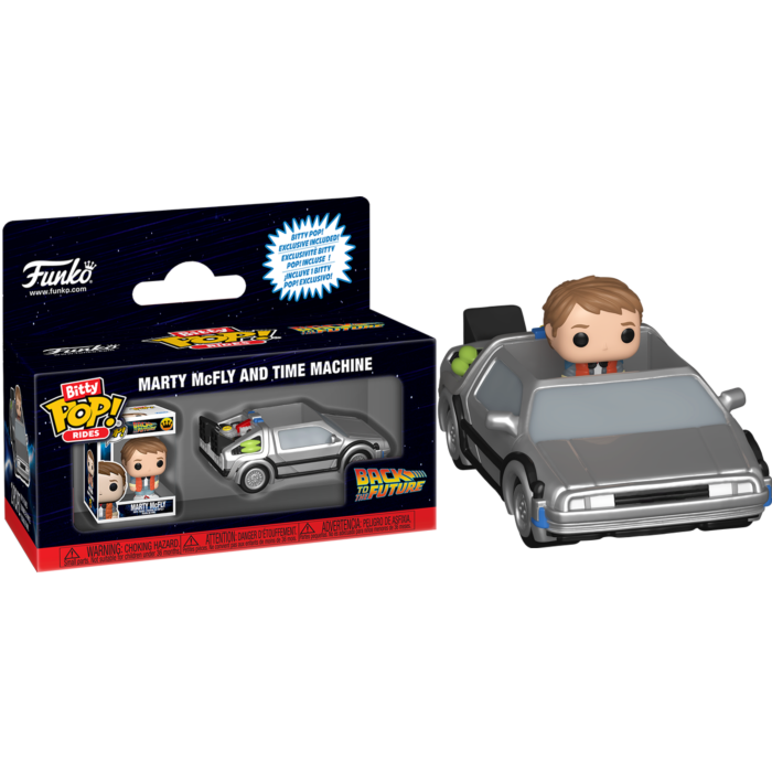 Back to the Future - Marty McFly &amp; Delorean Bitty Pop! Rides Vinyl Figure