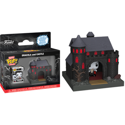 Pre-Order: Universal Monsters - Dracula &amp; Castle Bitty Pop! Town Vinyl Figure