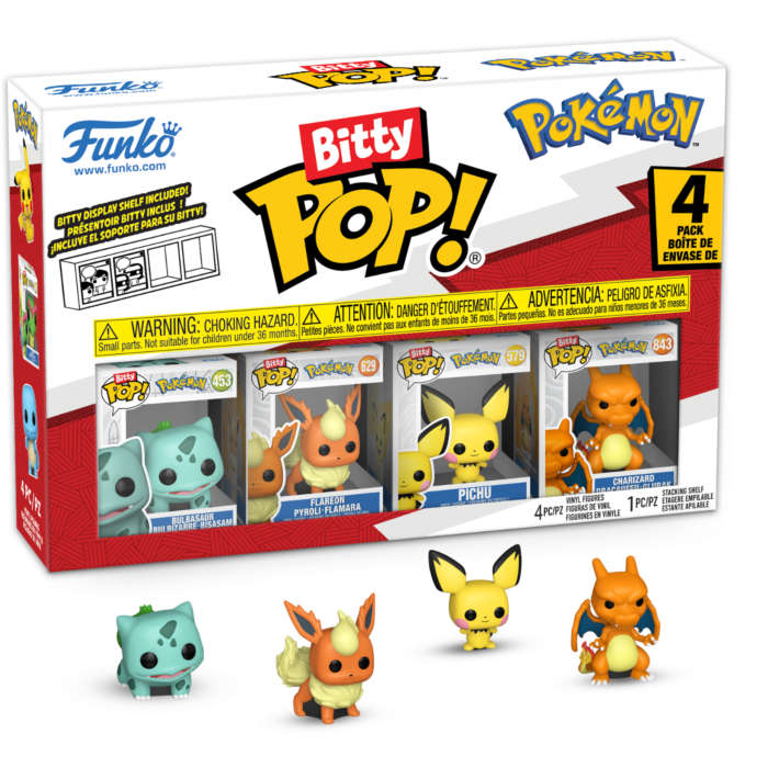 Pokemon - Bulbasaur, Flareon, Pichu, &amp; Charizard Bitty Pop! Vinyl Figure 4-Pack
