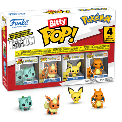 Pokemon - Bulbasaur, Flareon, Pichu, &amp; Charizard Bitty Pop! Vinyl Figure 4-Pack