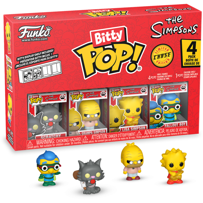Simpsons - Scratchy, Grampa Simpson, Lisa Simpson &amp; Mystery Chase Bitty Pop! Vinyl Figure 4-Pack