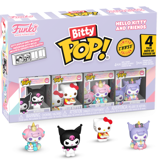 Pre-Order: Sanrio - Kuromi, Hello Kitty, My Melody (Unicorn) &amp; Mystery Chase Bitty Pop! Vinyl Figure 4-Pack