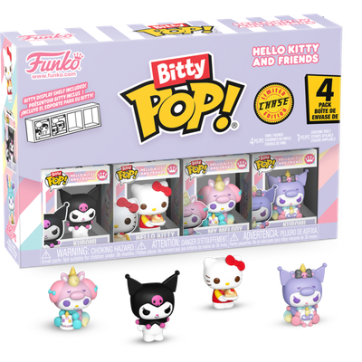 Sanrio - Kuromi, Hello Kitty, My Melody (Unicorn) &amp; Mystery Chase Bitty Pop! Vinyl Figure 4-Pack