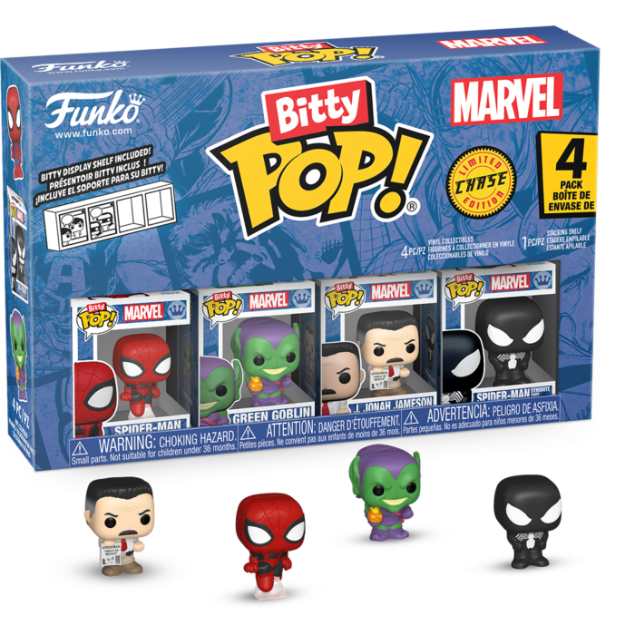 Pre-Order: Spider-Man - Spider-Man, Green Goblin, J. Jonah Jameson &amp; Mystery Chase Bitty Pop! Vinyl Figure 4-Pack