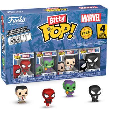 Spider-Man - Spider-Man, Green Goblin, J. Jonah Jameson &amp; Mystery Chase Bitty Pop! Vinyl Figure 4-Pack