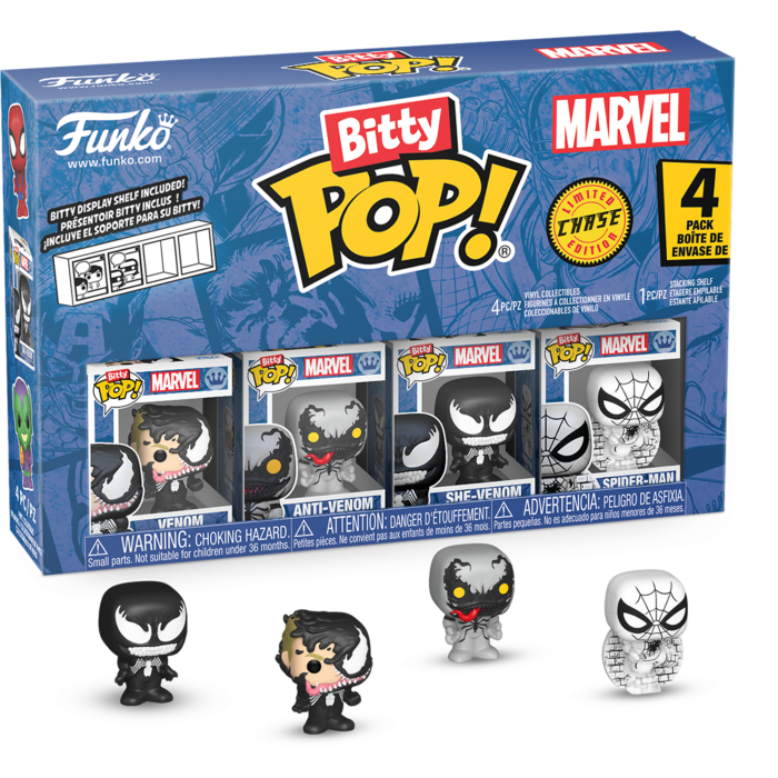 Spider-Man - Venom, Anti-Venom, She-Venom &amp; Mystery Chase Bitty Pop! Vinyl Figure 4-Pack