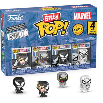 Spider-Man - Venom, Anti-Venom, She-Venom &amp; Mystery Chase Bitty Pop! Vinyl Figure 4-Pack