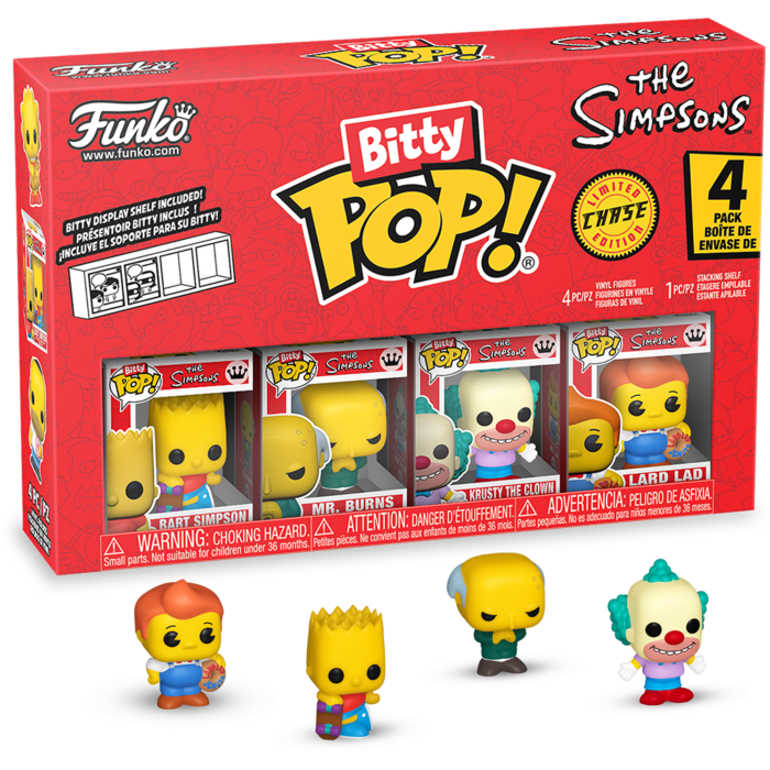 Simpsons - Bart Simpson, Mr. Burns, Krusty the Clown &amp; Mystery Chase Bitty Pop! Vinyl Figure 4-Pack