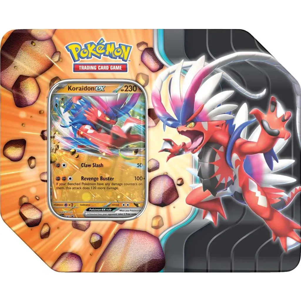 Pre-Order: Pokemon Trading Card Game - Slashing Legends Tin- Koraidon