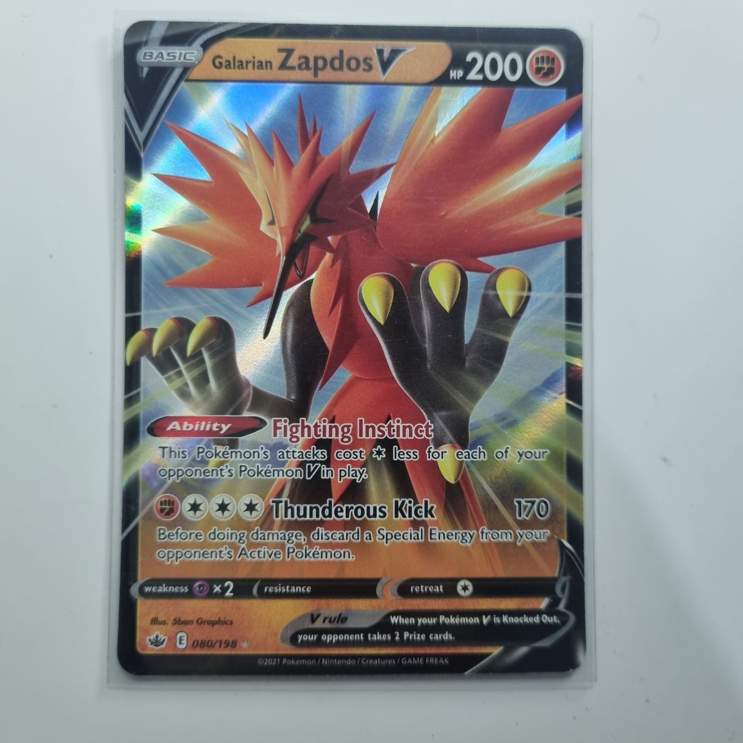 Pokemon Card- Galarian Zapdos V 080/198