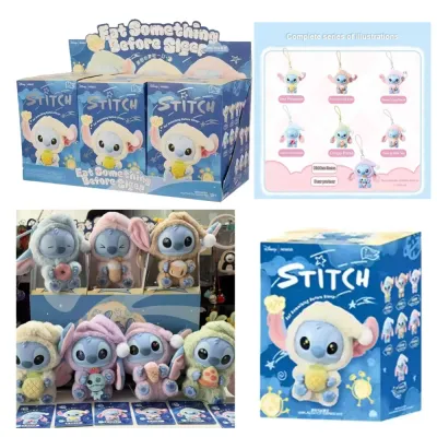 Pre-Order: MINISO Disney Stitch Eat Something Before Sleep Series-Vinyl Plush Pendant Blind Box (1 Seal Case of 6 Boxes)