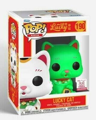 Asia- Lucky Cat Blacklight (Green) Pop! Vinyl Figure ( China 2023 Exclusive)