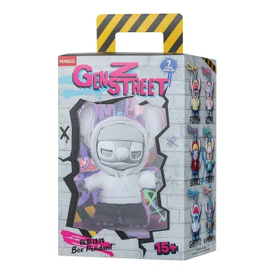 Pre-Order: MINISO Disney Stitch GenZ Street Series-Vinyl Plush Pendant Blind Box (1 Seal Case of 6 Boxes)  (100% Authentic)